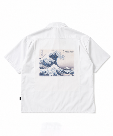【ZTO-2109P-PRSHT001】葛飾北斎 Back Print White Shirt 神奈川沖浪裏