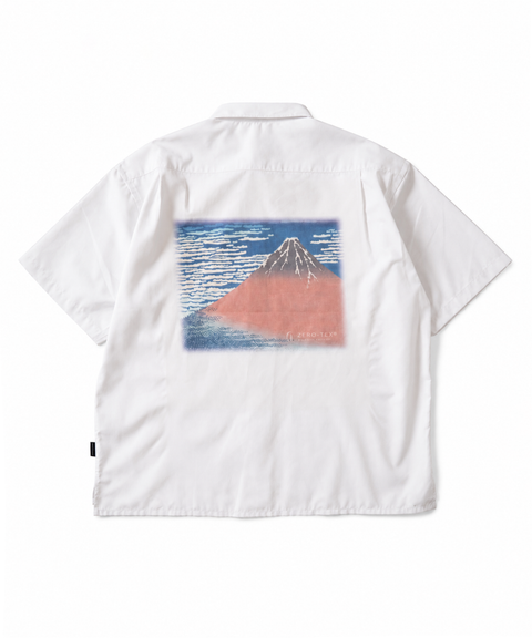 【ZTO-2109P-PRSHT002】葛飾北斎 Back Print White Shirt 凱風快晴